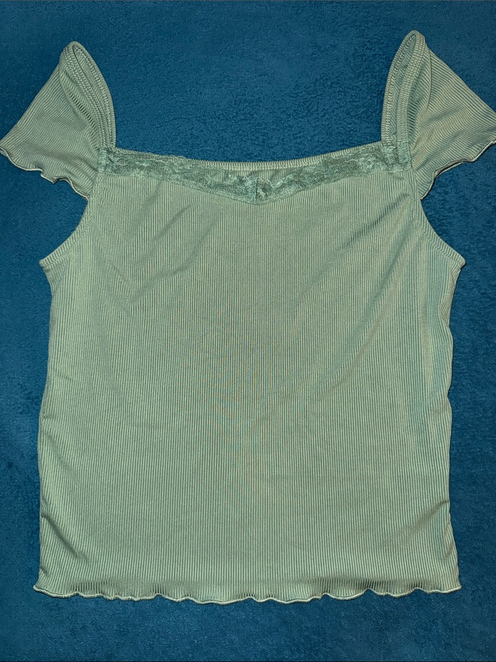 Dazy Minty Green Ribbed Square Neckline Tank Top
